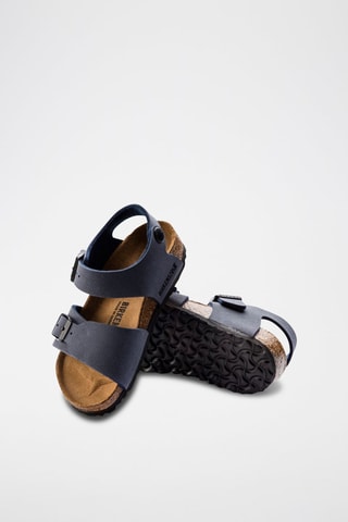 Leren Sandalen New York - Marineblauw - Smal
