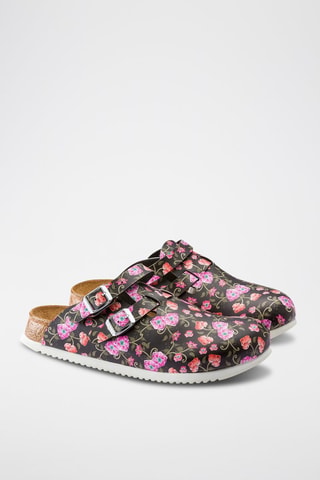 Leren Clogs Kay SL - Zwart en Roze - Smal