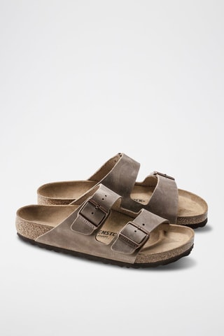 Leren Muiltjes Arizona - Taupe - Smal