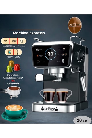Cafetera expreso digital - 1,5 l - 1350 W - Plateado y negro