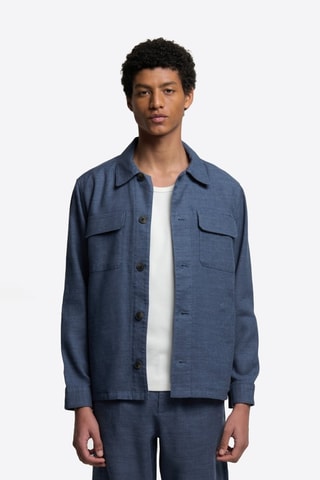 Chaqueta de lino - Azul marino jaspeado