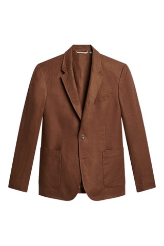 Chaqueta de traje regular fit de lino - Marrón