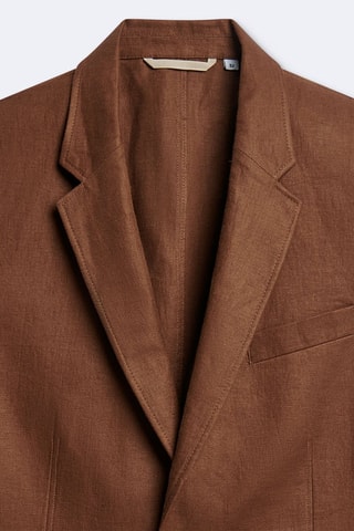 Chaqueta de traje regular fit de lino - Marrón