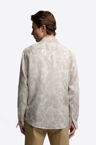 Camisa slim fit de lino - Beige