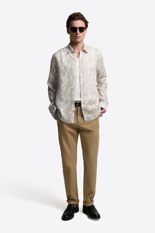 Camisa slim fit de lino - Beige