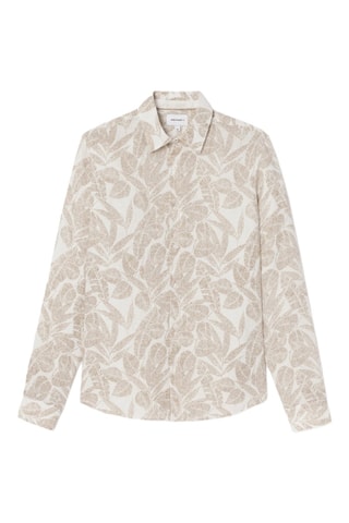 Camisa slim fit de lino - Beige