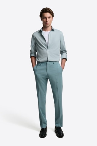Camisa slim fit - Azul verdoso