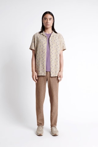 Camisa regular fit de lino - Beige
