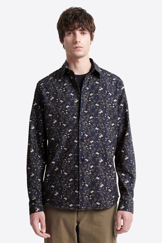 Camisa slim fit de algodón orgánico - Azul marino