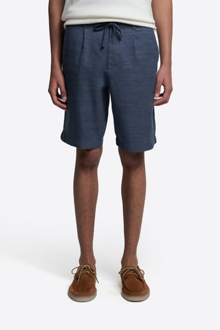 Bermudas slim fit de lino - Azul cobalto