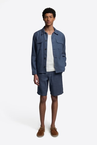 Bermudas slim fit de lino - Azul cobalto