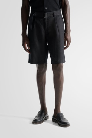 Bermudas loose de lino - Negro