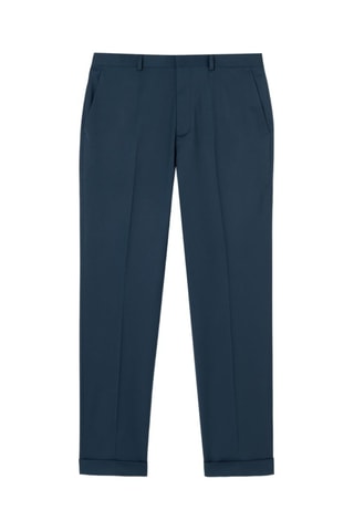 Pantalón regular fit de traje de lana - Azul pato