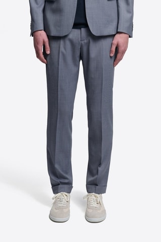 Pantalón de traje slim fit de lana - Azul grisáceo