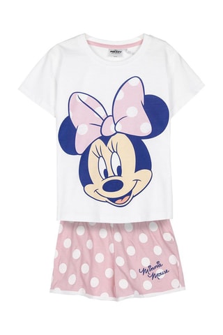 T-shirt et short Minnie Disney - Blanc et rose - Blanc, beige et bleu