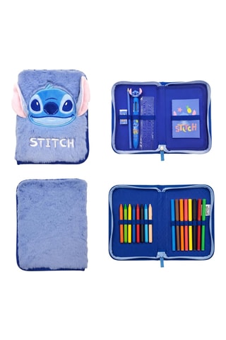 Astuccio con cancelleria Stitch Lilo e Stitch Disney - 8 pezzi - Rosa