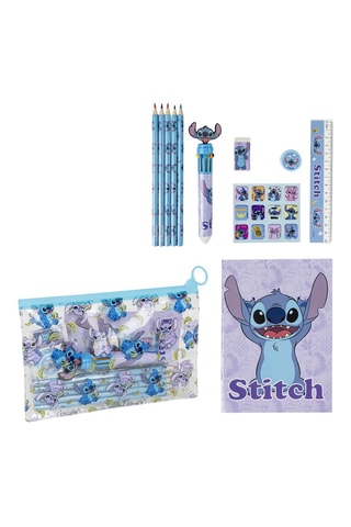 Astuccio con accessori Angel e Stitch Lilo & Stitch Disney - 16 pezzi - Blu e viola