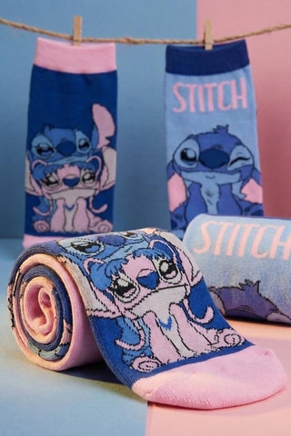 2 paia di calze Angel e Stitch Lilo e Stitch Disney - Blu e rosa