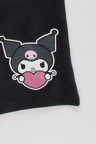T-shirt et short Kuromi Hello Kitty Sanrio - Blanc et noir