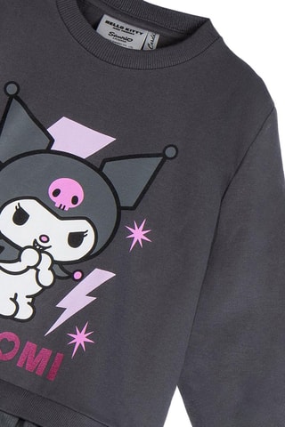 Abito bimateriale Kuromi Sanrio - Bianco, nero e grigio