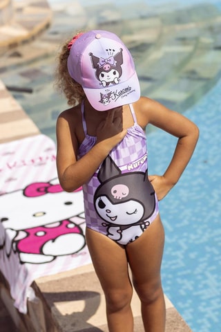 Asciugamano Hello Kitty Sanrio - 70 x 140 cm - Nero, rosa e bianco