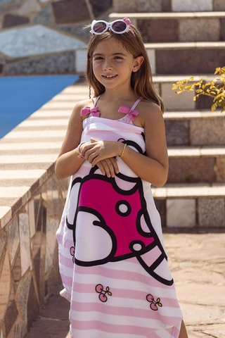 Asciugamano Hello Kitty Sanrio - 70 x 140 cm - Nero, rosa e bianco