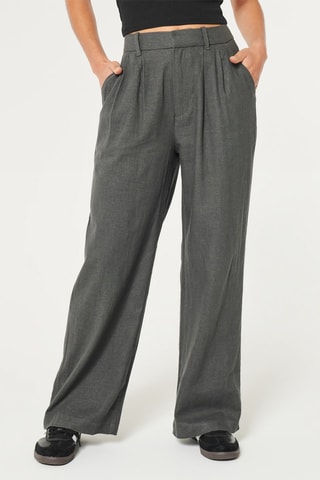 Linnen Broek Wide Legs - Donkergrijs