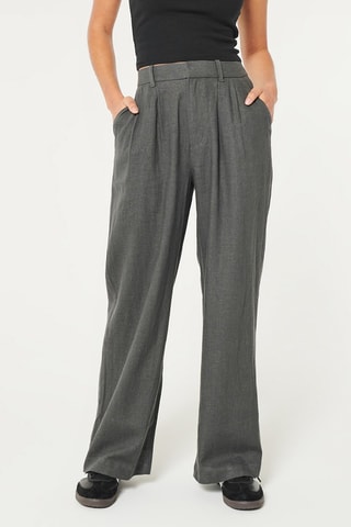 Linnen Broek Wide Legs - Donkergrijs