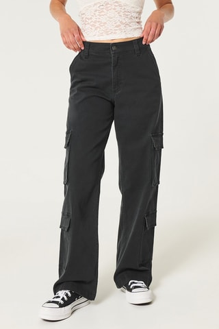 Cargobroek Hoge Taille - Zwart