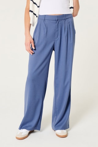 Broek Wide Legs Hoge Taille - Kobaltblauw