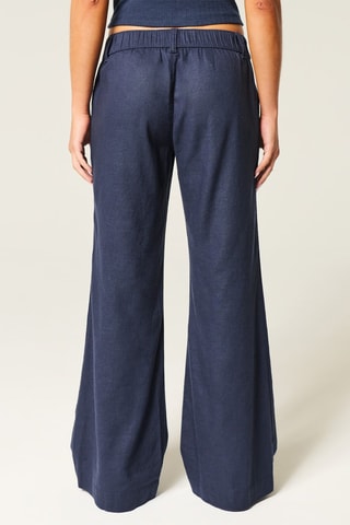 Linnen Broek Flare - Marineblauw