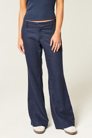 Linnen Broek Flare - Marineblauw
