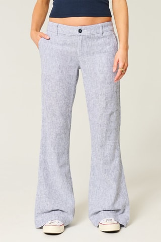 Linnen Broek Flare - Marineblauw