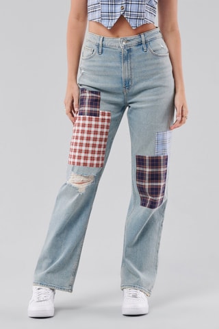 Jean dad taille haute - Bleu