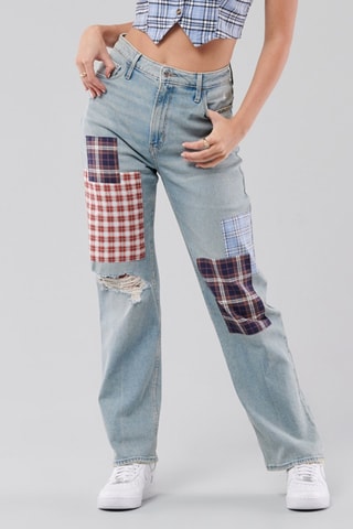 Jean dad taille haute - Bleu