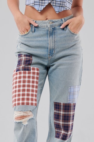 Jean dad taille haute - Bleu