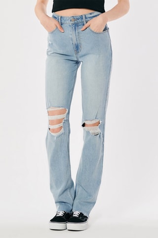 Jeans Hoge Taille Straight Cut - Blauw