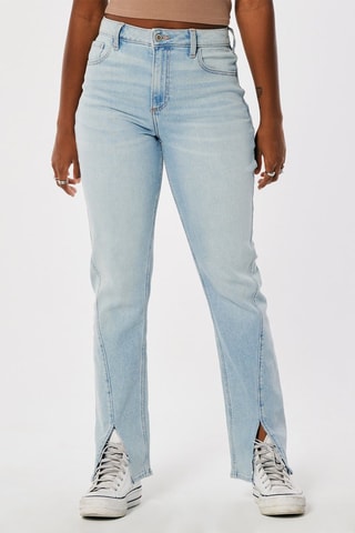 Jeans Hoge Taille Straight Cut - Blauw