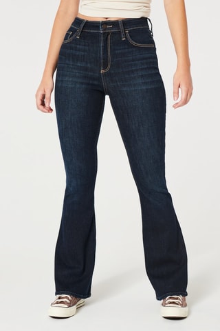 Jeans Hoge Taille Flare Cut - Donkerblauw