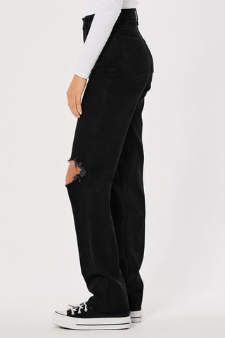 Jeans Hoge Taille Straight Cut - Zwart