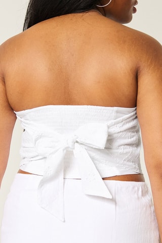 Crop top met Engelse borduursels - Wit