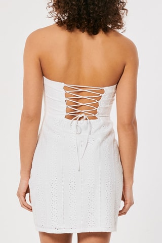 Strapless jurk met borduursels - Wit