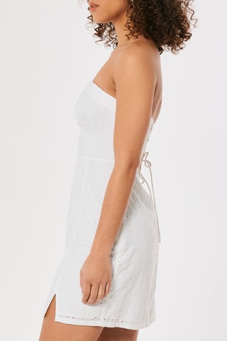 Strapless jurk met borduursels - Wit