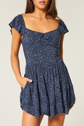 Jurk met Ruches - Marineblauw