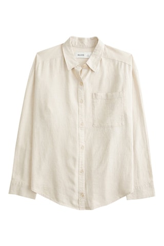 Oversized Linnen Blouse - Lichtbruin