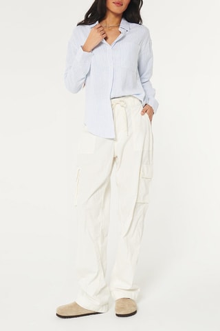 Oversized Linnen Blouse - Lichtblauw