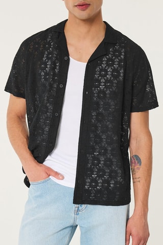 Kanten Overhemd Relaxed Fit - Zwart