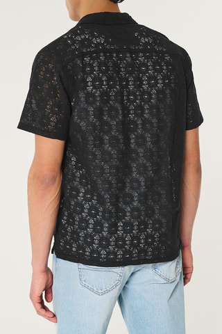 Kanten Overhemd Relaxed Fit - Zwart