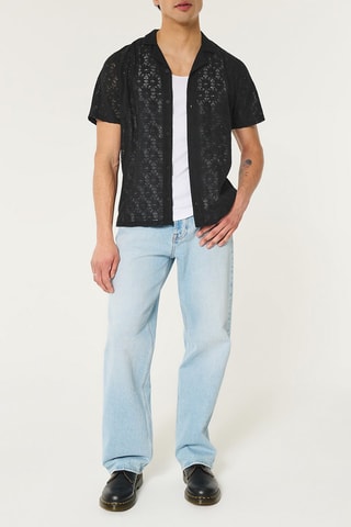 Kanten Overhemd Relaxed Fit - Zwart
