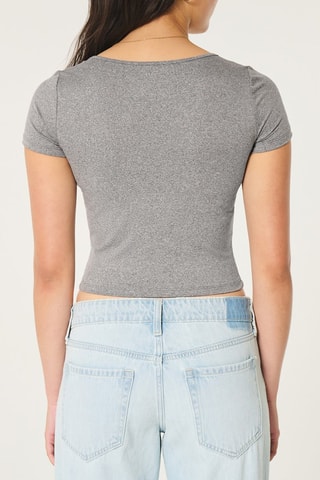 Cropped T-shirt - Gemêleerd Grijs